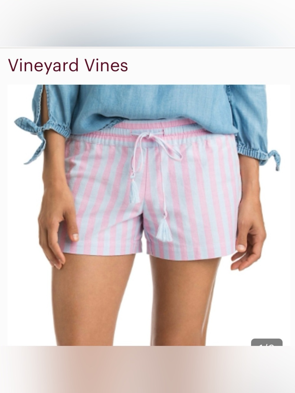 Vineyard Vines Striped
Pop Embroidered
 Pull-On Shorts NWT Medium
